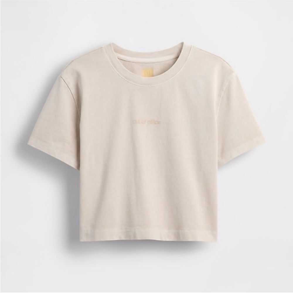 BEIS Cream Cropped Crewneck Tee